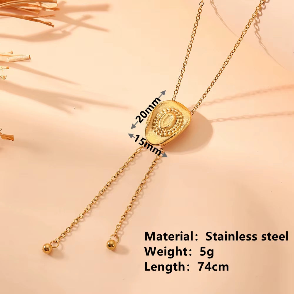 Titanium Steel Pull-Out Sweater Chain Jewelry Stainless Steel Cowboy Hat Steel Ball Tassel Drawing Long-Style Necklace
